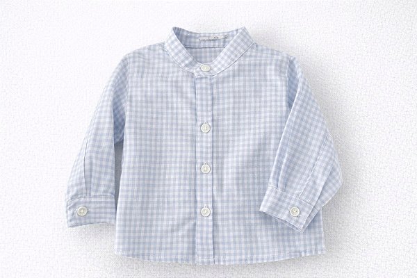 Camisa gola padre vichy azul claro