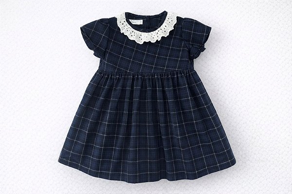 Vestido xadrez azul marinho