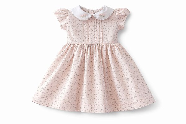 Vestido floral rosa e cinza