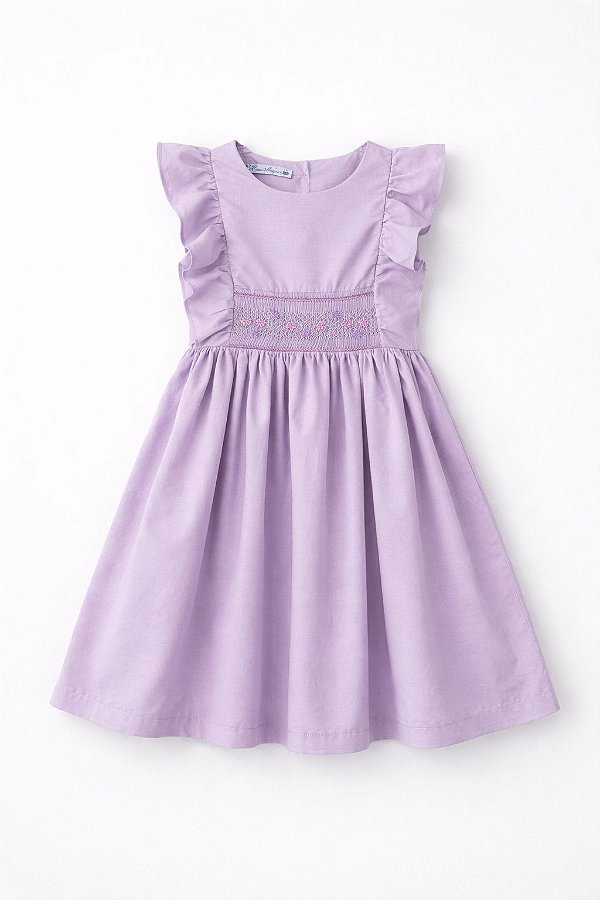 Vestido casinha de abelha babado lilás