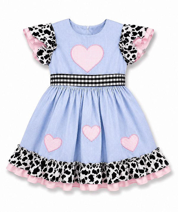 Vestido Junina azul com vaquinha
