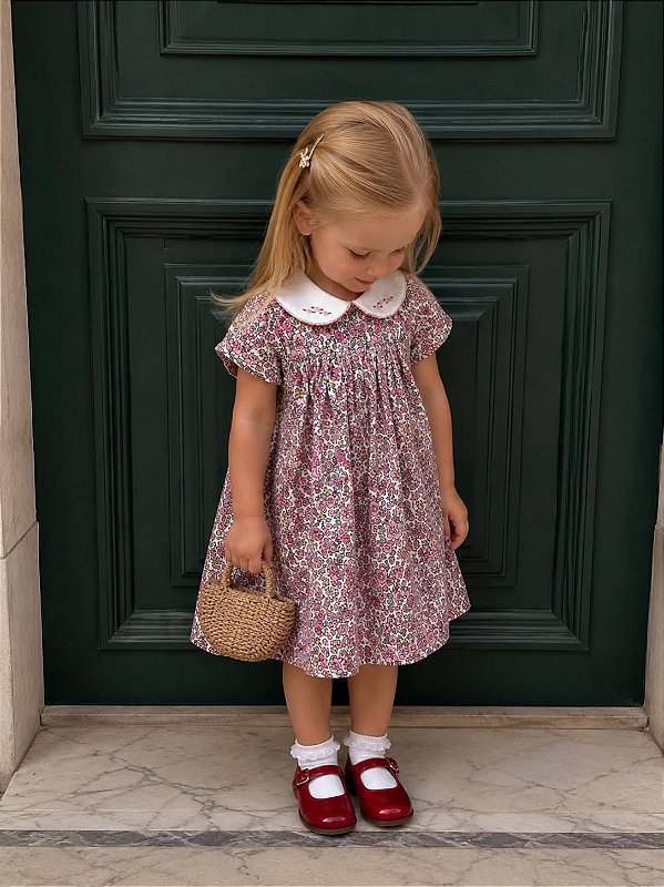 Vestido Celina floral rosa e pink