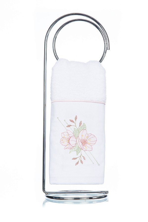 Toalha de Lavabo Bordado Flor de Cerejeira Super Luxo