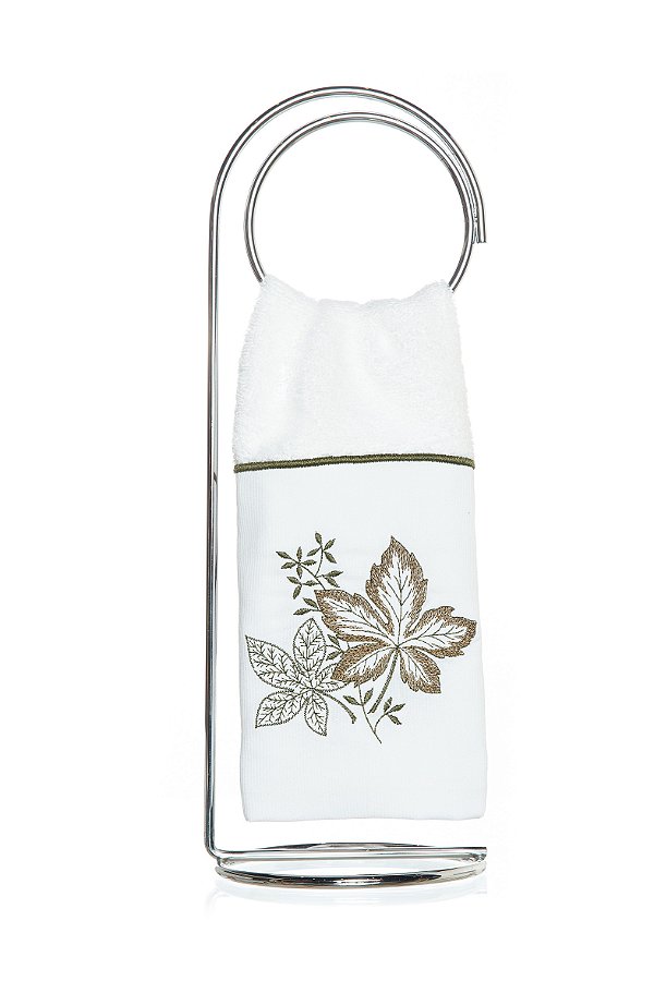 Toalha de Lavabo Bordado Folhas Super Luxo