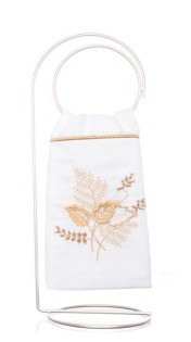 Toalha de Lavabo Bordado Ramos Dourado Super Luxo