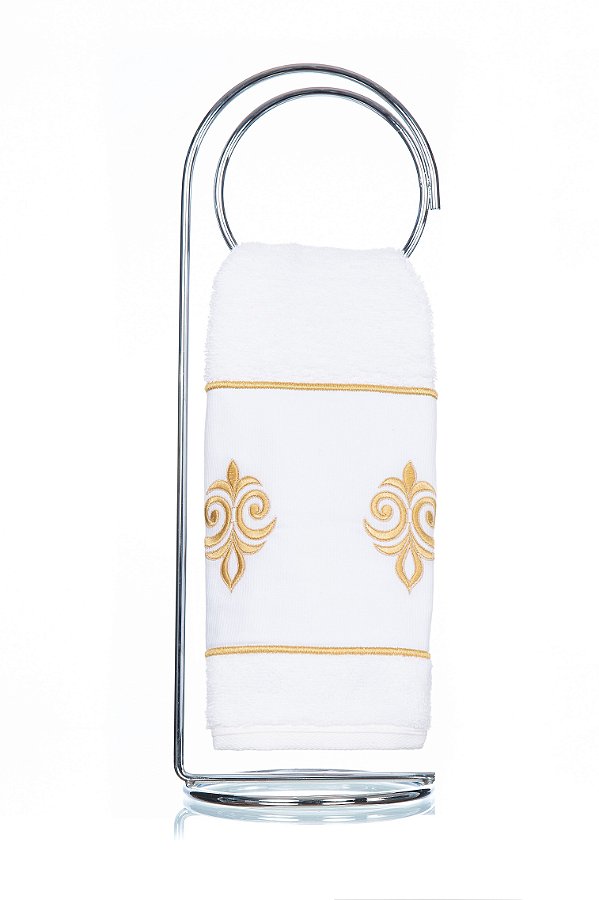 Toalha de Lavabo Bordado Ravena Dourado Super Luxo
