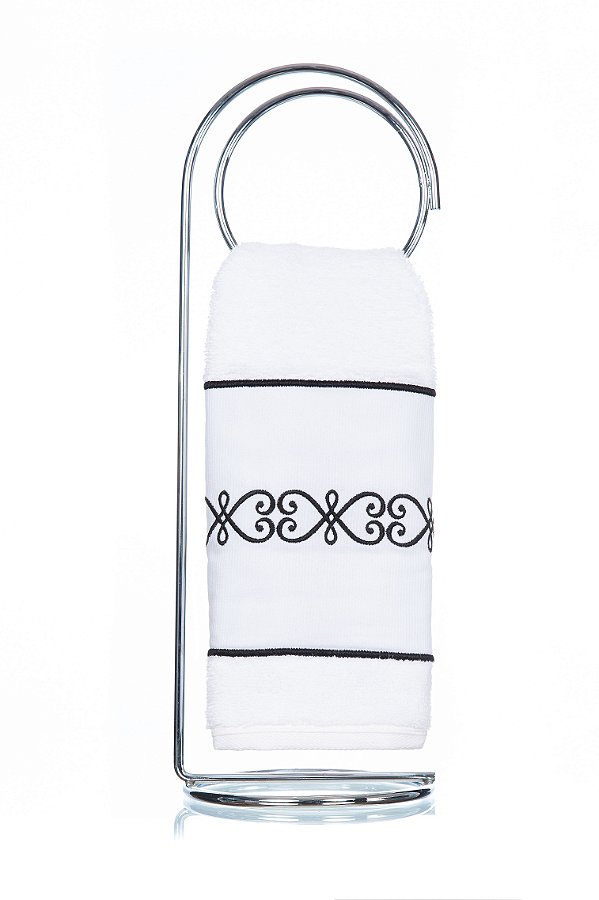 Toalha de Lavabo Bordado Kalani Preto Super Luxo