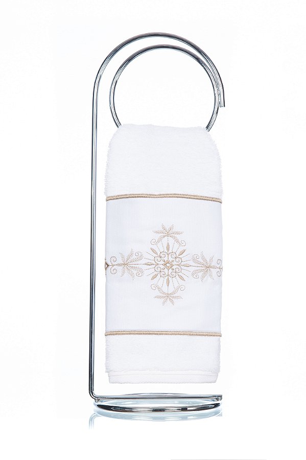 Toalha de Lavabo Bordado Infinity Prata Super Luxo