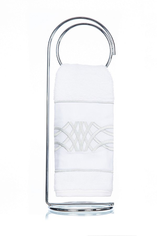 Toalha de Lavabo Bordado Maui Prata Super Luxo