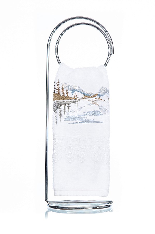 Toalha de Lavabo Bordado Paisagem Super Luxo