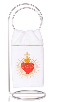 Toalha de Lavabo Bordado Sagrado Coração Super Luxo