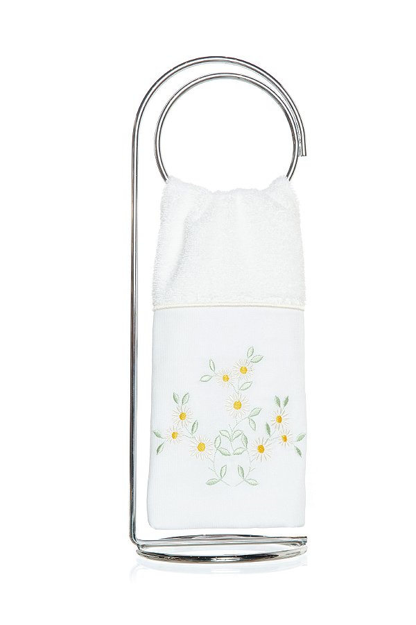 Toalha de Lavabo Bordado Margaridas Super Luxo