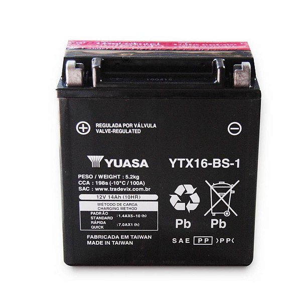 Bateria Yuasa YTX16-BS-1 / Tiger 800 Suzuki Marauder 1600 Boulevard 1500 1800