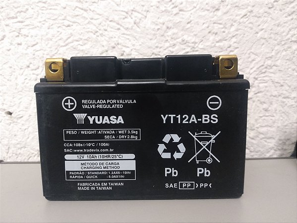 Bateria Yuasa YT12A-BS / Suzuki Bandit Todas, Hayabusa / Maxsyn 400i / Kawasaki Z750, Z800, Z1000 Ninja 650