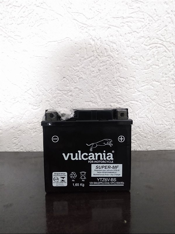 Bateria Vulcania YTZ6V / Titan 160, Fan 160, Bros 160, PCX 150, XRE 300, Fazer 150, CG150 Titan, YBR125 Factor, NX150 Bros, CRF230F