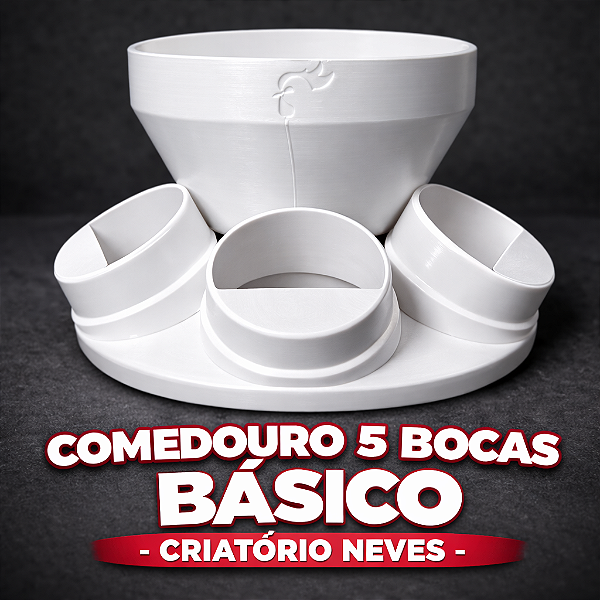 Comedouro 5 Bocas Anti-desperdício para Pintinhos - Exclusivo Criatório Neves
