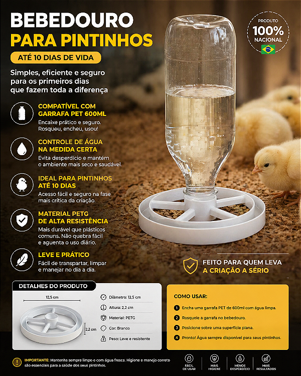 Bebedouro para Pintinhos até 10 dias
