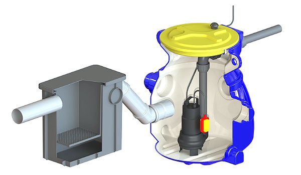 Estação Elevatória de Esgoto Aqualift 130L C/ 1 Bomba Submersível(Vortex) de 1Cv 220V