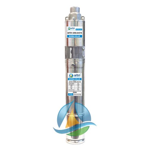 Bomba Submersa Solar p/ Poço de 3" em Inox Altri Mod. 3AT1.5/80-24/210 C/ Painel Solar