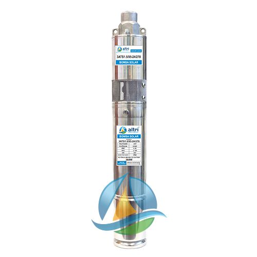 Bomba Submersa Solar p/ Poço de 3" em Inox ALTRI Mod. 3AT1.5/95-24/270 C/ Painel Solar