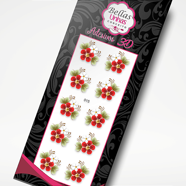 Adesivo para Unhas - Flores Vermelhas