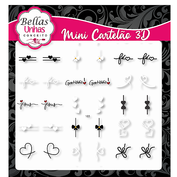 Mini Cartelão 3D Preto e Branco