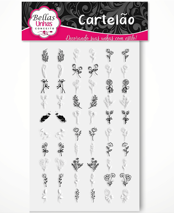 Cartelão 3D - Raminhos Preto e Branco