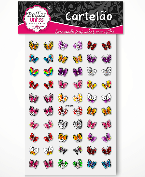 Cartelão 3D - Borboletas Abertas com strass