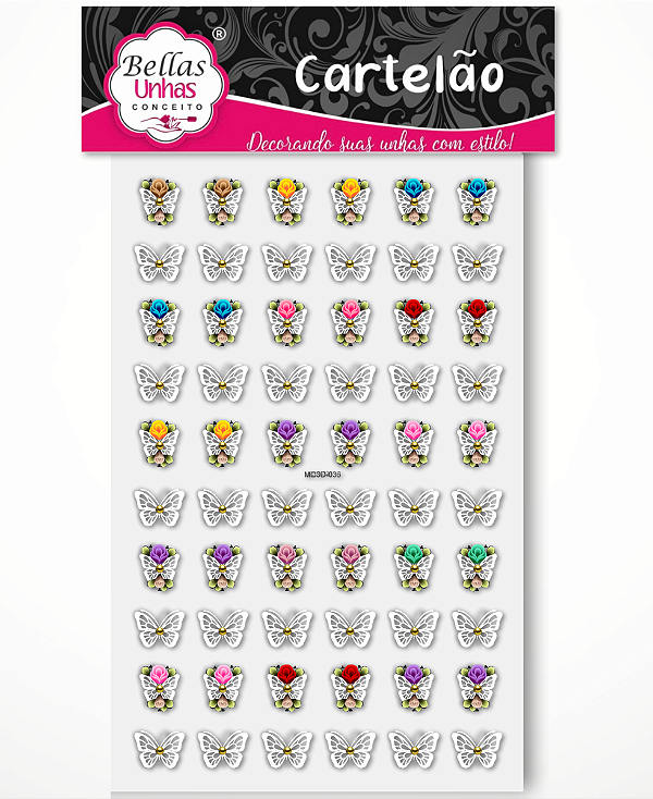Cartelão 3D - Borboletas Brancas com Flores