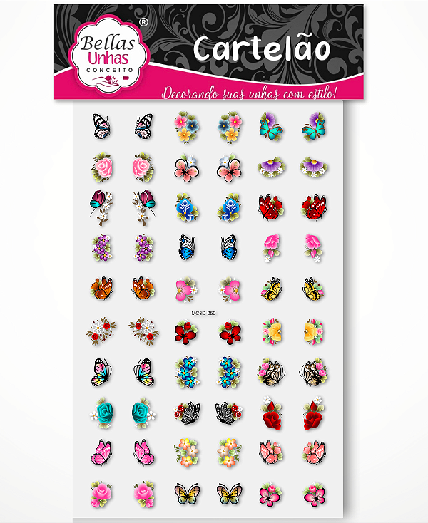 Cartelão 3D - Flores e Borboletas Diversas