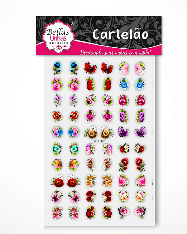 Cartelão 3D - Borboletas e Flores Diversas