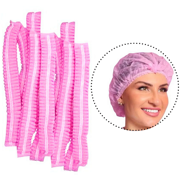 Touca Descartável Rosa - Kit c/10 unidades