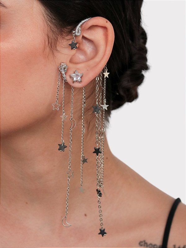 Ear Cuff Deusa Estrelada Prata