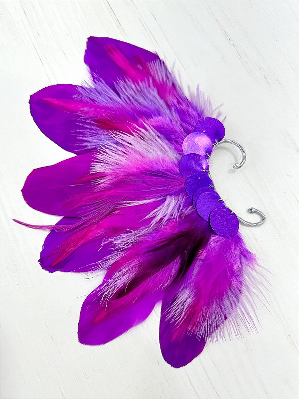 Ear Cuff Penas Aurora Violeta