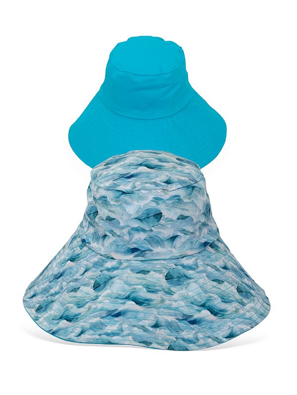 Bucket Hat Dupla Face Azul e Mar
