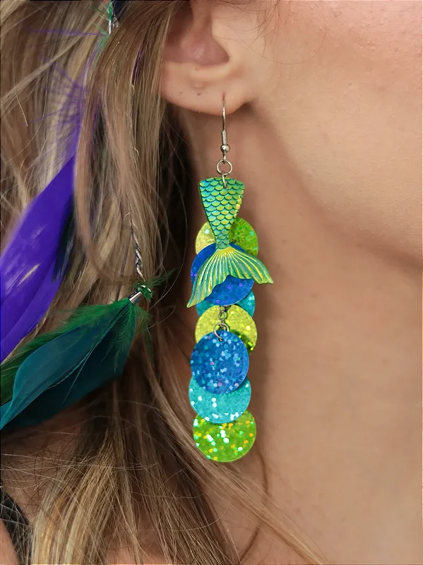 Brinco Sereia Paetês (várias cores)