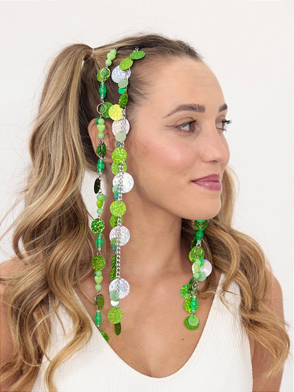 Tic-Tac Paetê Holográfico Verde Prateado