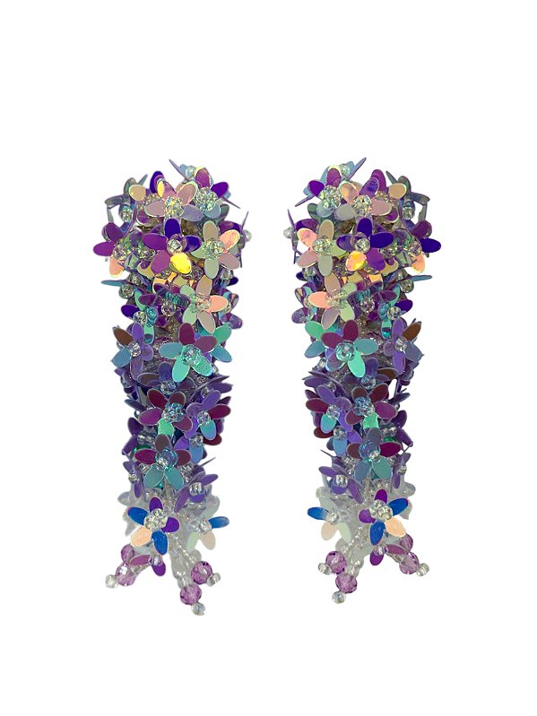 Brinco Cacho de Flor Degradê Lilás