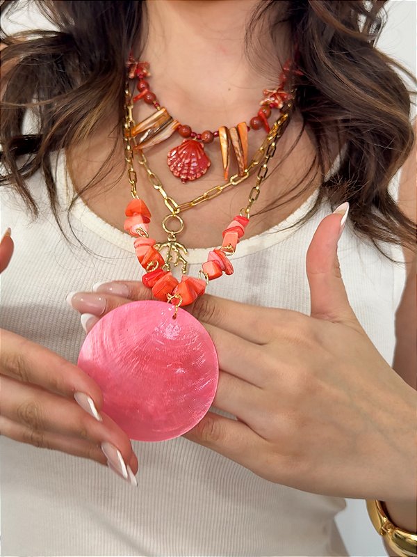 Colar Longo Cartier Coral Natural