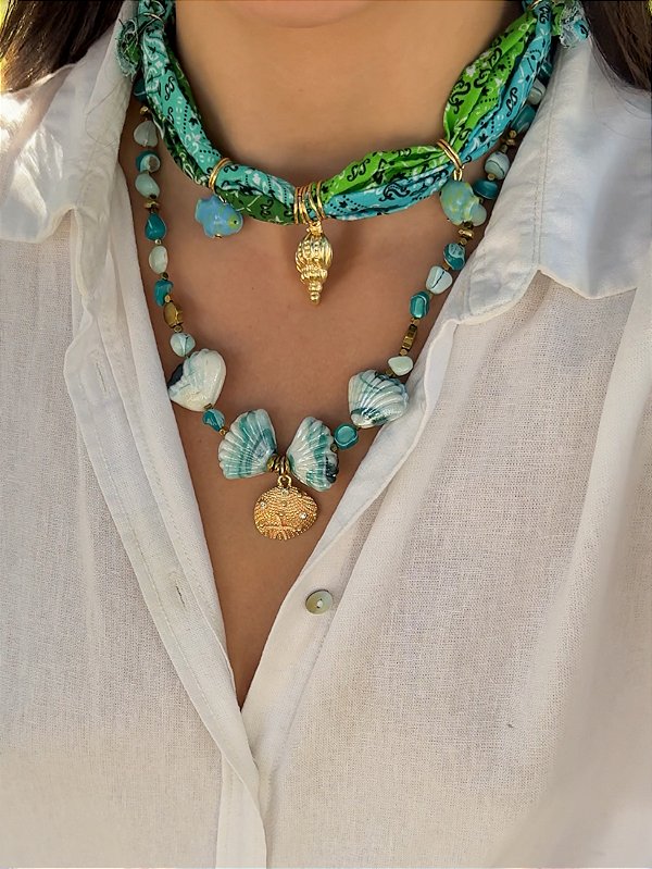 Choker Bandana Céu e Mar