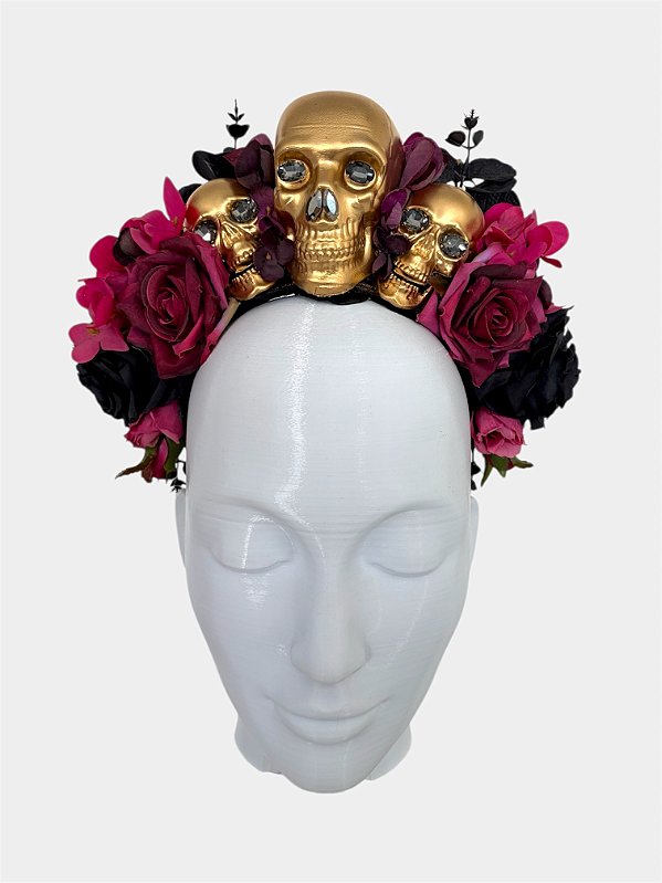 Tiara de Flores Caveira Tríplice