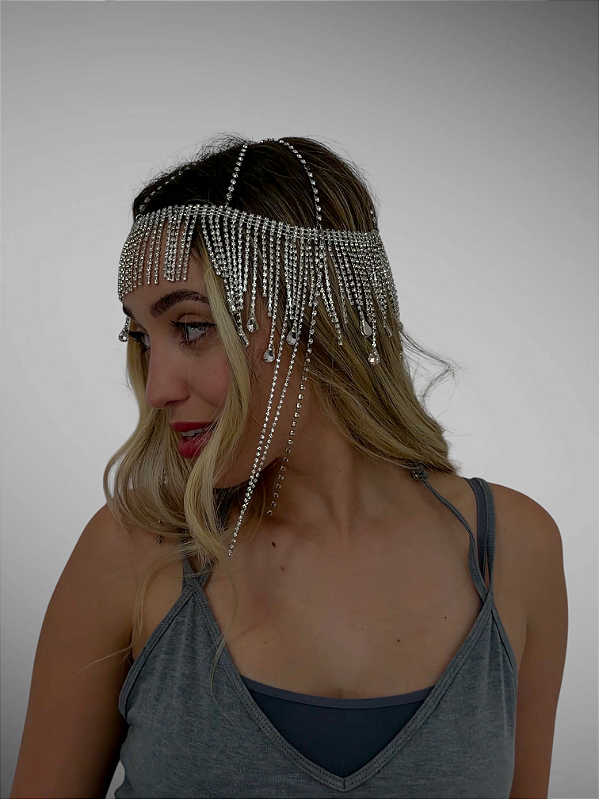 Headpiece Touca Cascata Brilhante