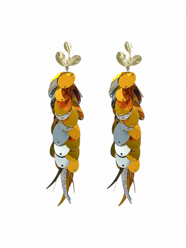 Brinco Paetê Dourado e Prata