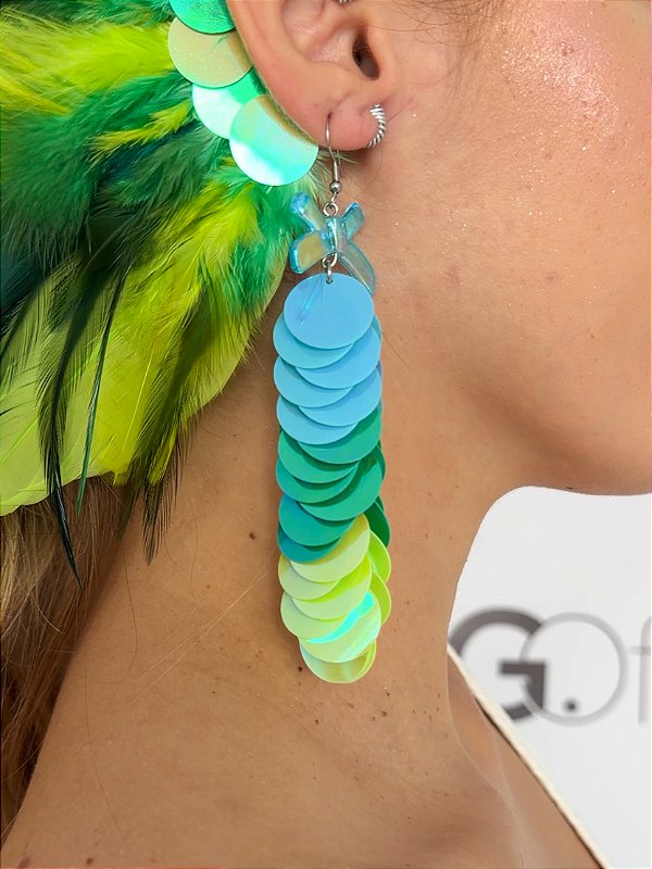 Brinco Paetê Oceano Tropical