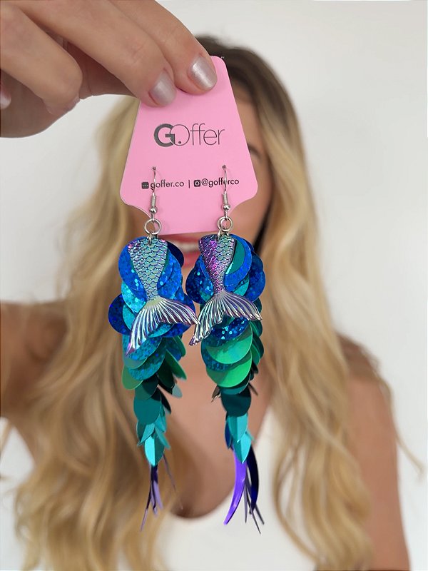 Brinco Paetê Sereia Noturna