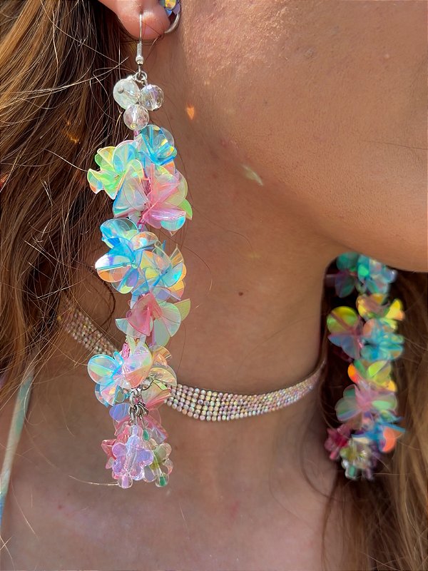 Brinco Paetê Colorido Beijo Doce