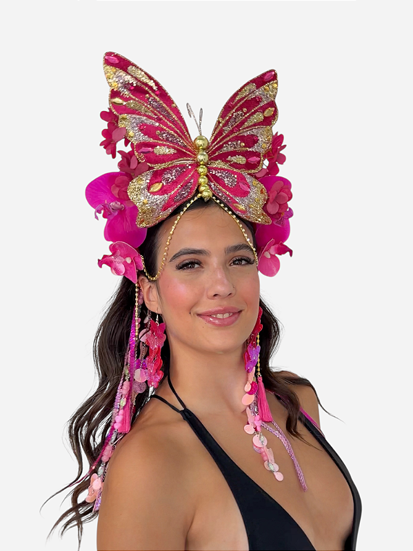 Tiara Borboleta Máxi Rosa