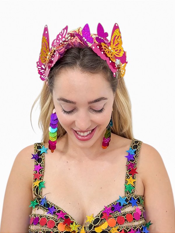 Tiara Borboletário Rosa