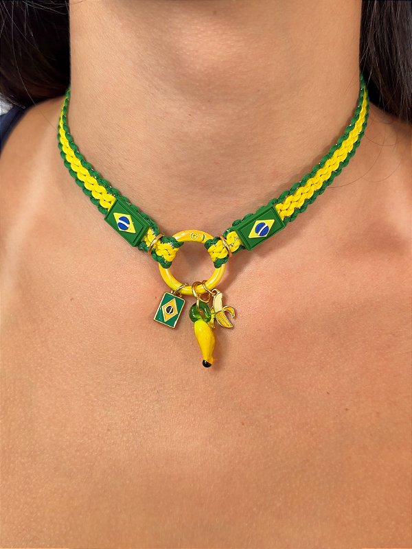 Choker Mosquetão Amuleto Tropical