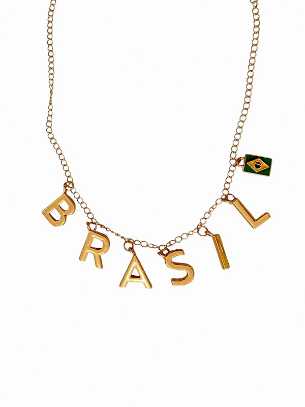 Colar Charms Brasil Dourado